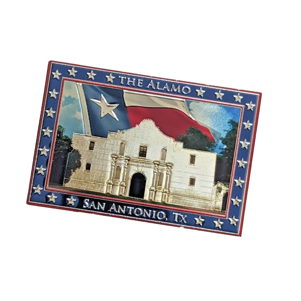 The Alamo San Antonio‎ TX Souvenir Fridge Magnet Patriotic Lone Star Texas Flag